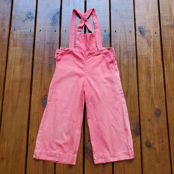 True vintage antique 1930's 30's baby toddler little girls pink overalls